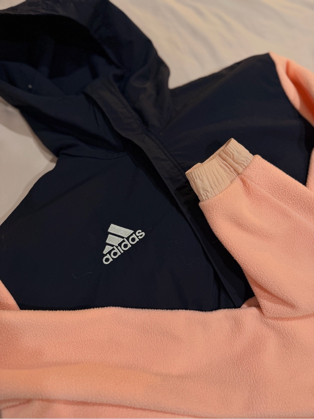 adidas Kids Hooded Jacket in Navy and Pink